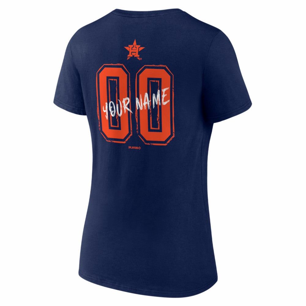 Houston Astros Women's Hustle Personalized Name & Number V-Neck T-Shirt On Sale