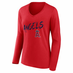 Los Angeles Angels Women's Hustle Personalized Name & Number Long Sleeve V-Neck T-Shirt Lifestyle