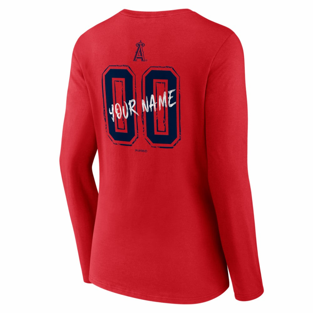 Los Angeles Angels Women's Hustle Personalized Name & Number Long Sleeve V-Neck T-Shirt Lifestyle