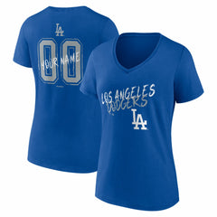 Los Angeles Dodgers Women's Hustle Personalized Name & Number V-Neck T-Shirt On Sale
