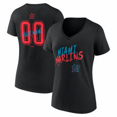 Miami Marlins Women's Hustle Personalized Name & Number V-Neck T-Shirt Near Me