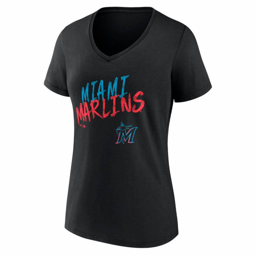 Miami Marlins Women's Hustle Personalized Name & Number V-Neck T-Shirt Near Me