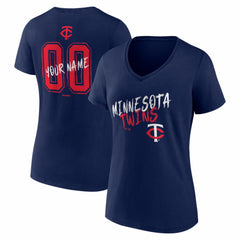 Minnesota Twins Women's Hustle Personalized Name & Number V-Neck T-Shirt Sale