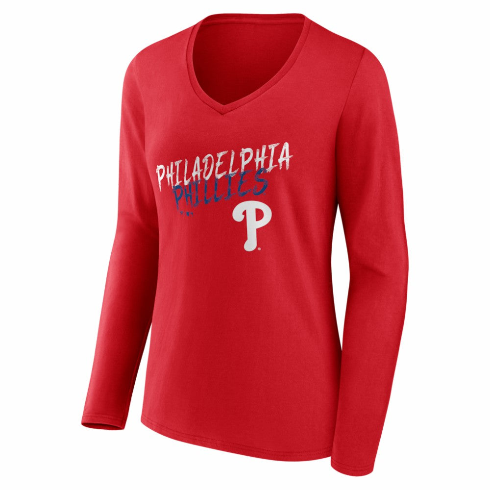Philadelphia Phillies Women's Hustle Personalized Name & Number Long Sleeve V-Neck T-Shirt Online