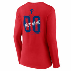 Philadelphia Phillies Women's Hustle Personalized Name & Number Long Sleeve V-Neck T-Shirt Online