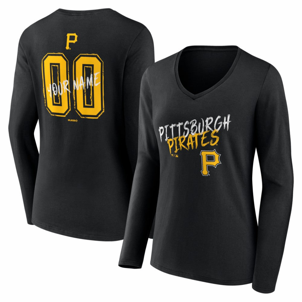 Pittsburgh Pirates Women's Hustle Personalized Name & Number Long Sleeve V-Neck T-Shirt for sale