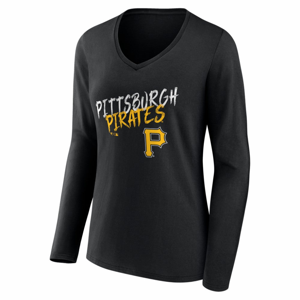 Pittsburgh Pirates Women's Hustle Personalized Name & Number Long Sleeve V-Neck T-Shirt for sale