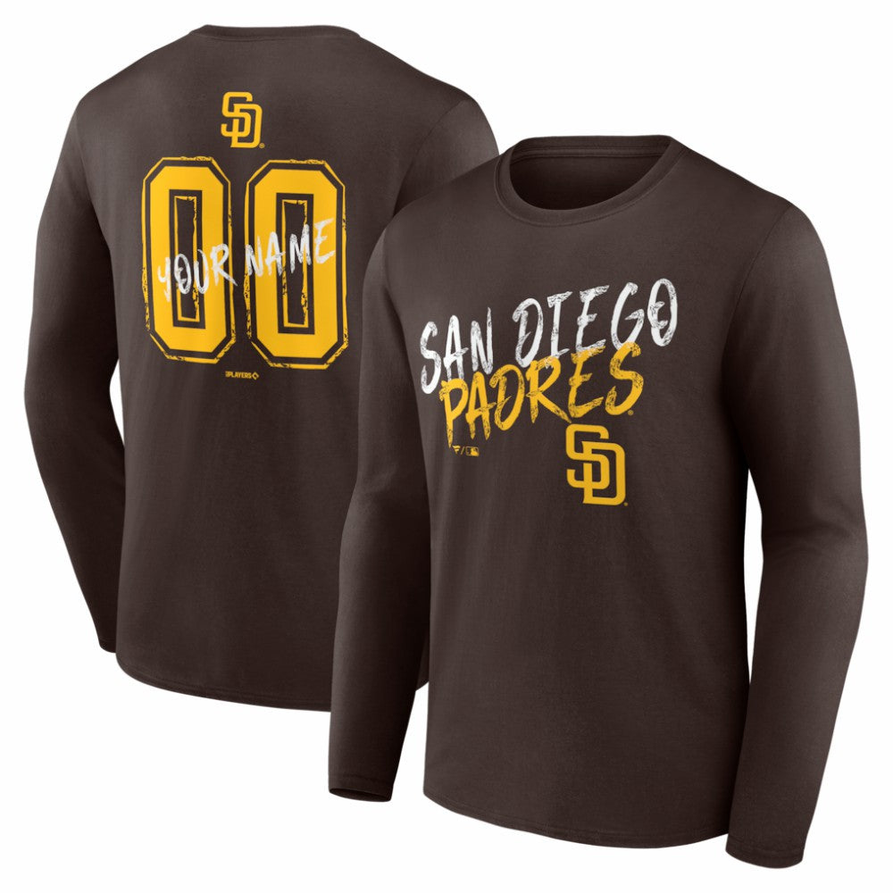 San Diego Padres  Hustle Personalized Name & Number Long Sleeve T-Shirt On Sale