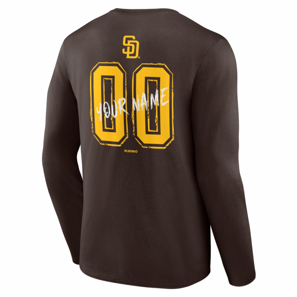 San Diego Padres  Hustle Personalized Name & Number Long Sleeve T-Shirt On Sale