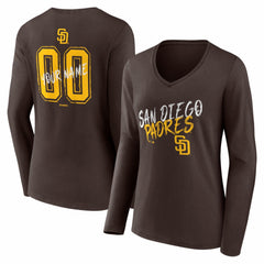 San Diego Padres Women's Hustle Personalized Name & Number Long Sleeve V-Neck T-Shirt discount