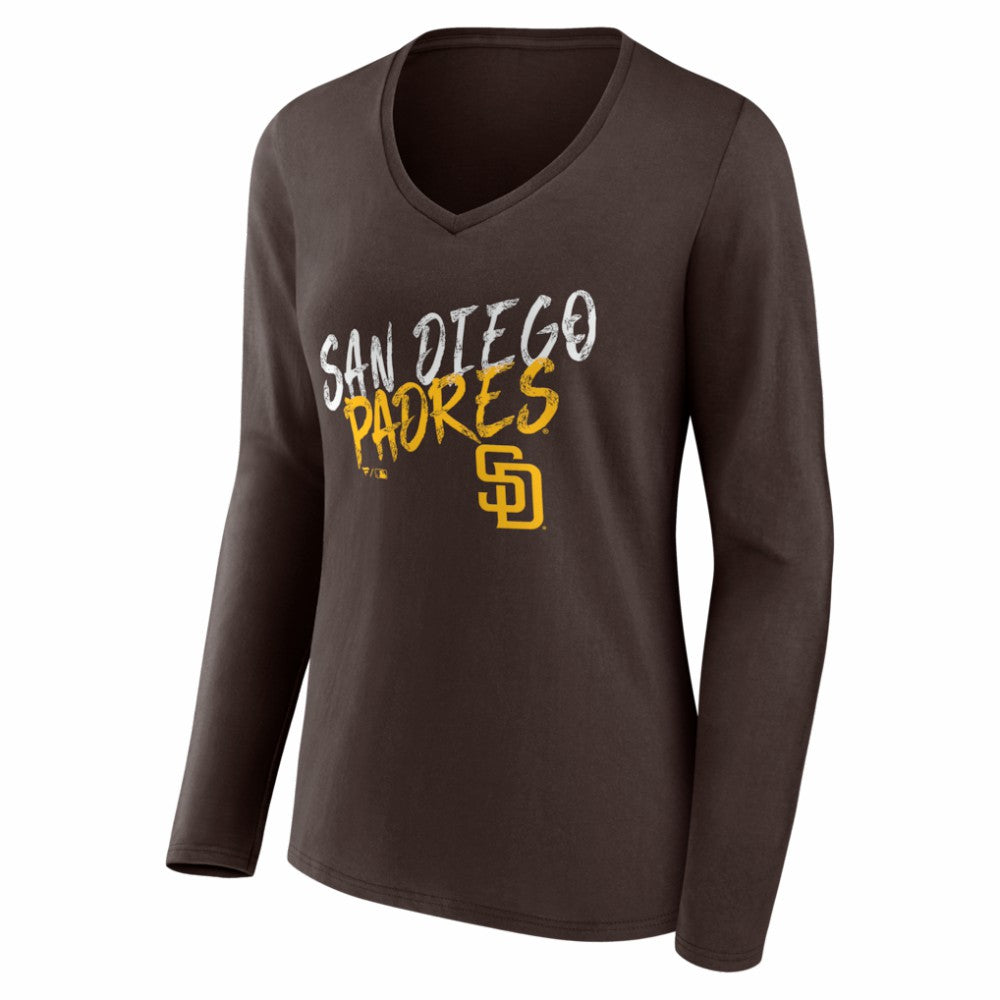 San Diego Padres Women's Hustle Personalized Name & Number Long Sleeve V-Neck T-Shirt discount