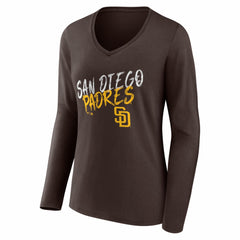 San Diego Padres Women's Hustle Personalized Name & Number Long Sleeve V-Neck T-Shirt discount