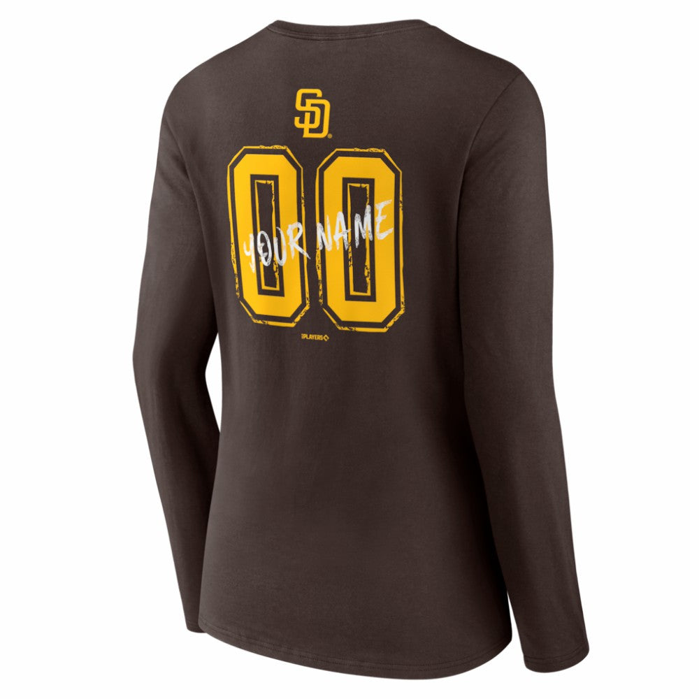 San Diego Padres Women's Hustle Personalized Name & Number Long Sleeve V-Neck T-Shirt discount