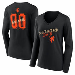 San Francisco Giants Women's Hustle Personalized Name & Number Long Sleeve V-Neck T-Shirt discount