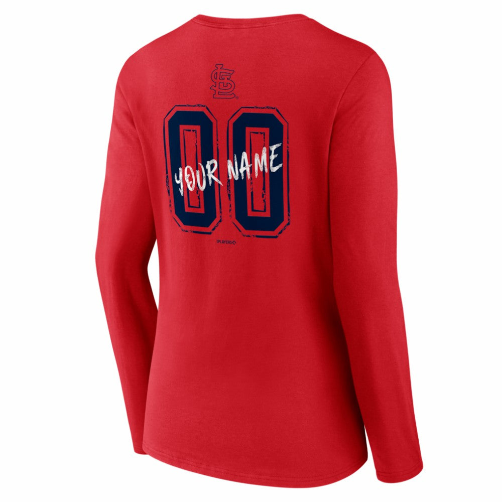 St. Louis Cardinals Women's Hustle Personalized Name & Number Long Sleeve V-Neck T-Shirt Sale
