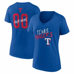 Texas Rangers Women's Hustle Personalized Name & Number V-Neck T-Shirt Clearance