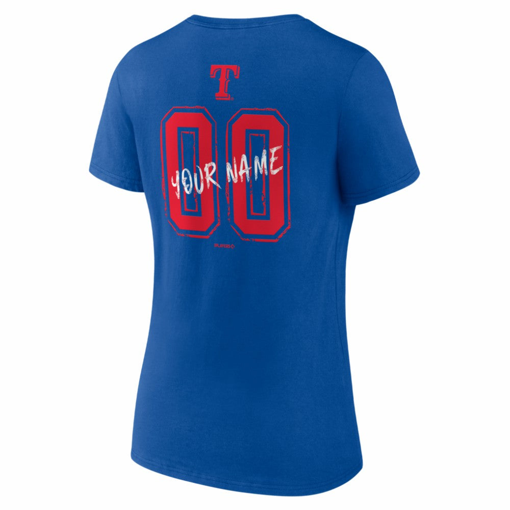 Texas Rangers Women's Hustle Personalized Name & Number V-Neck T-Shirt Clearance