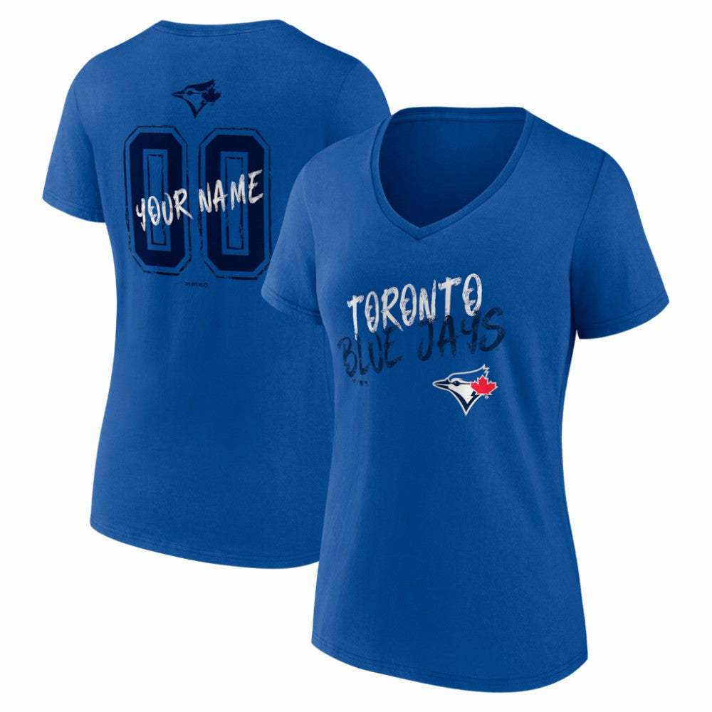 Toronto Blue Jays Women's Hustle Personalized Name & Number V-Neck T-Shirt Clearance