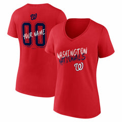 Washington Nationals Women's Hustle Personalized Name & Number V-Neck T-Shirt Clearance