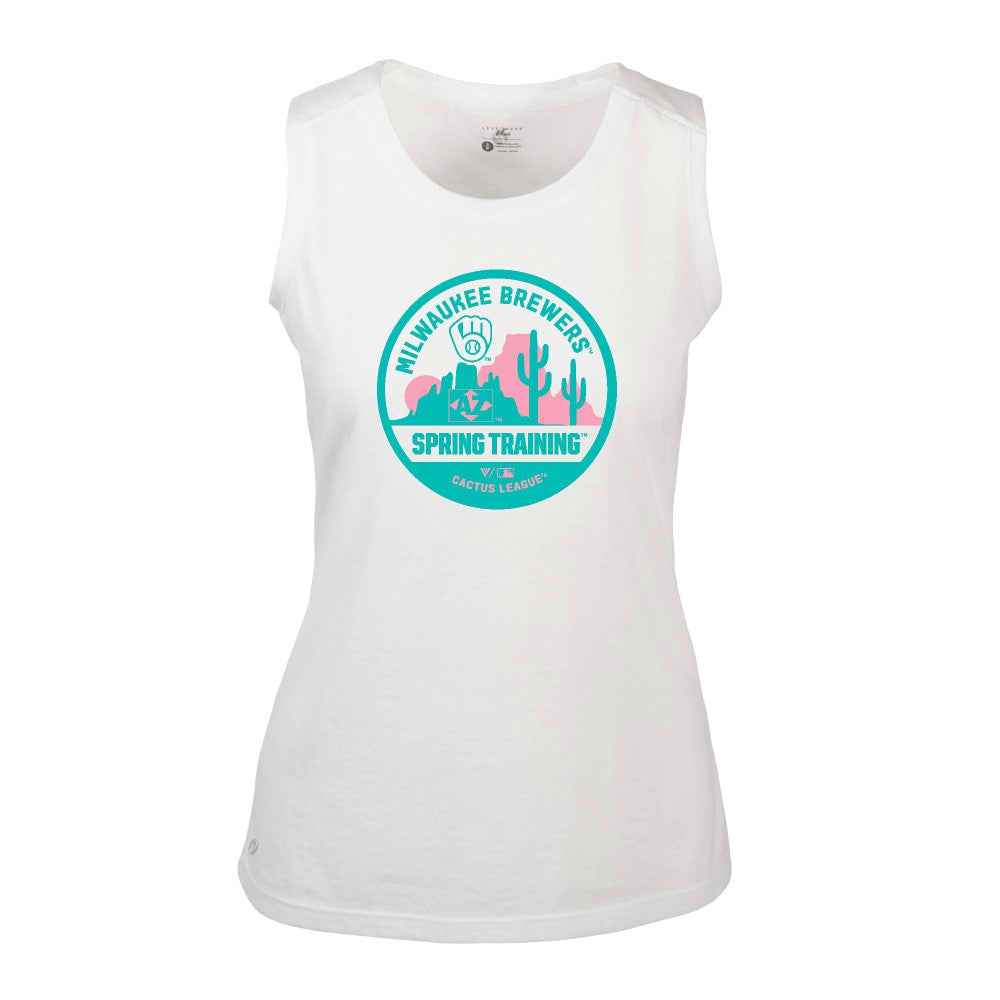 Milwaukee Brewers Levelwear Women's Macy Spring Training Badge Bold Tank Top discount