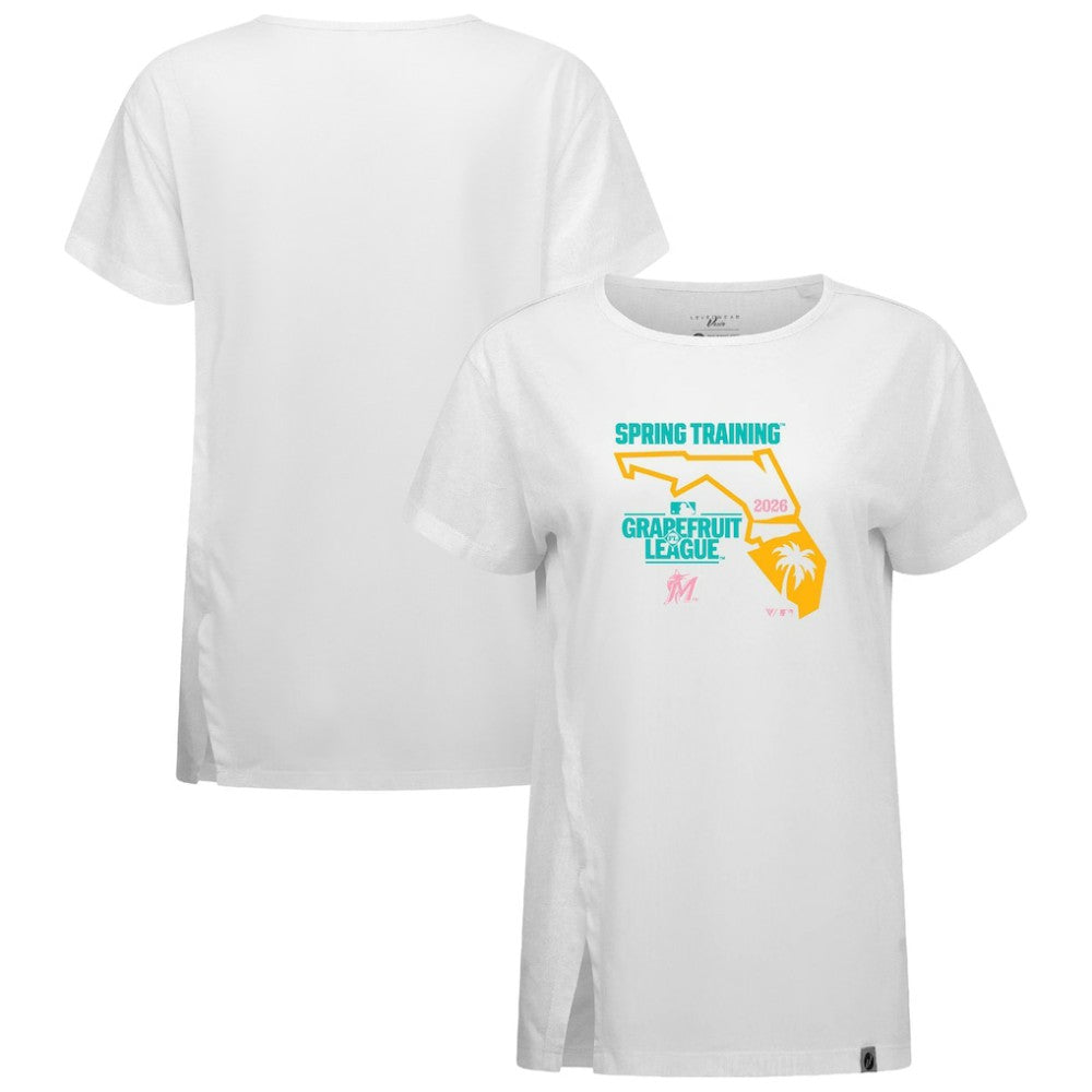 Miami Marlins Levelwear Women's 2026 Spring Training Influx Ball Bold T-Shirt On Sale