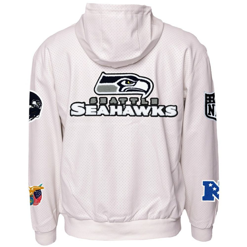 Seattle Seahawks Jeff Hamilton Vegan Leather Full-Zip Hooded Jacket White - NFL