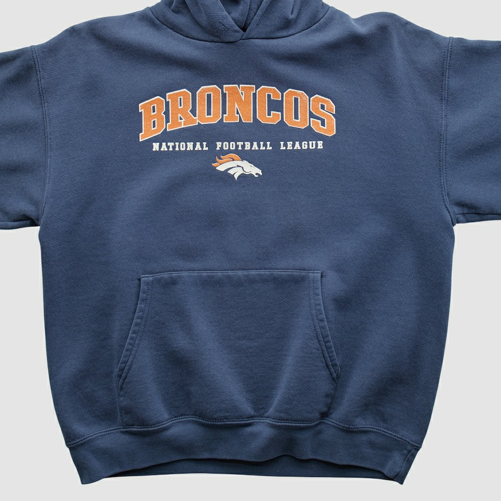 Denver Broncos 2000s Hooded Pullover Sweatshirt Navy Vintage - Fanatics