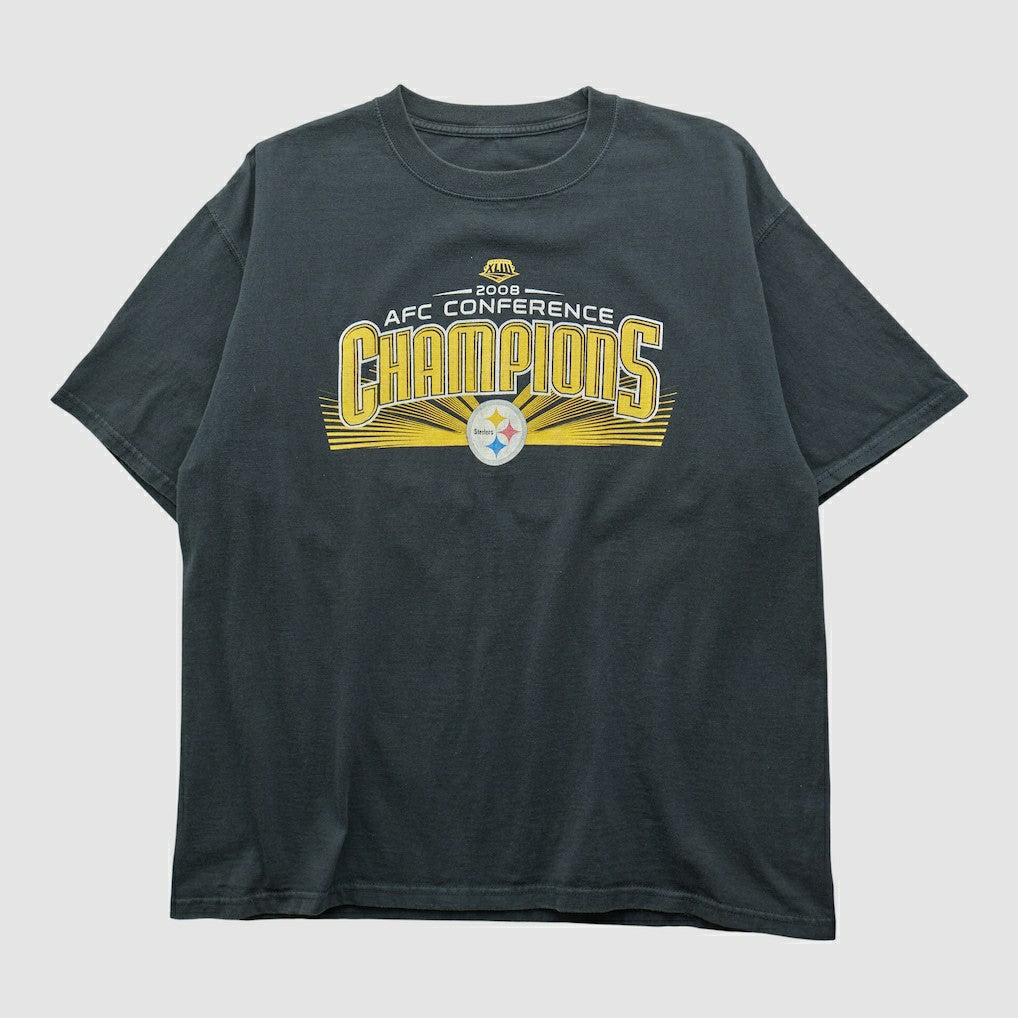 Pittsburgh Steelers 2008 T-shirt Black Vintage - Fanatics