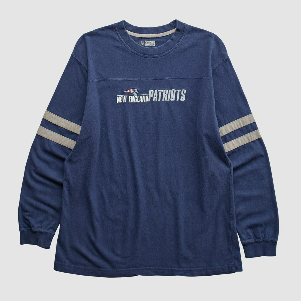 New England Patriots NFL 2000s Long Sleeve T-shirt Navy Vintage - Fanatics