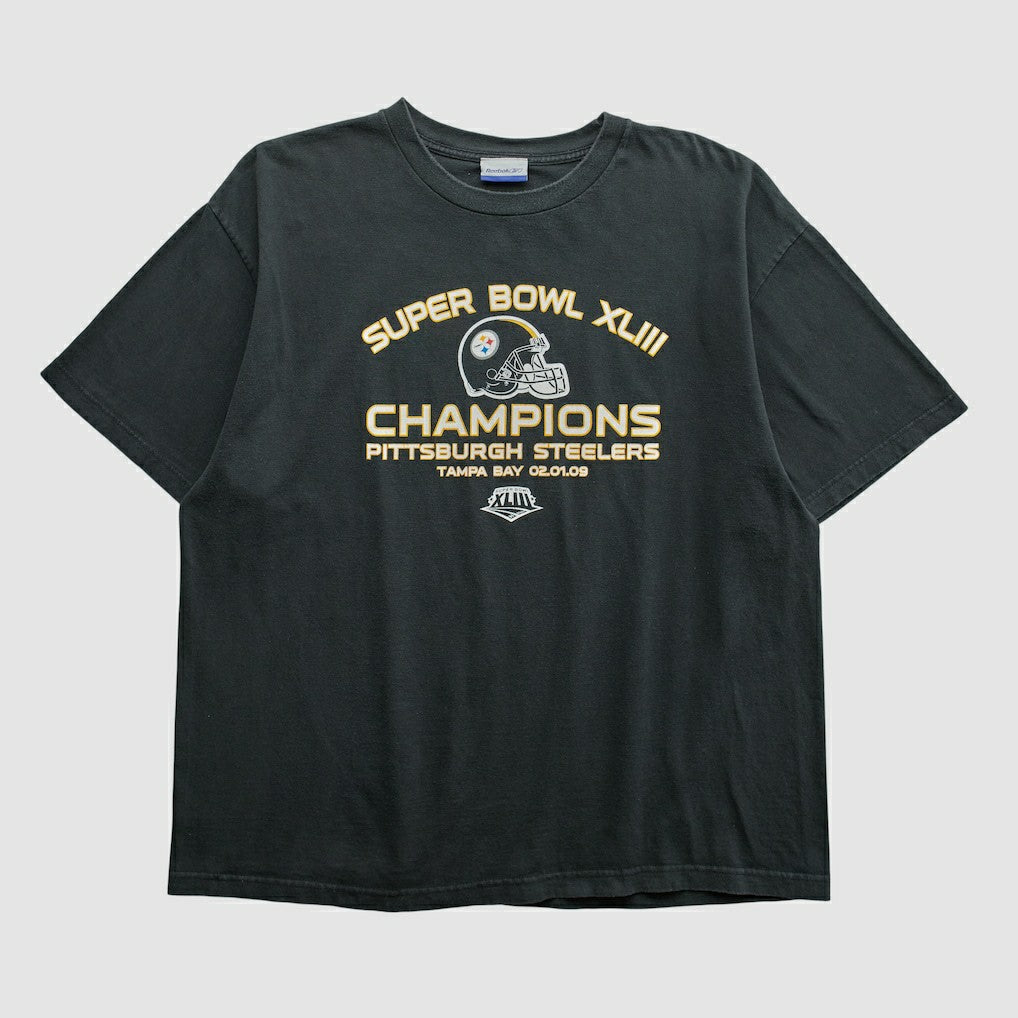 Super Bowl XLIII Reebok 2009 T-shirt Black Vintage - Fanatics