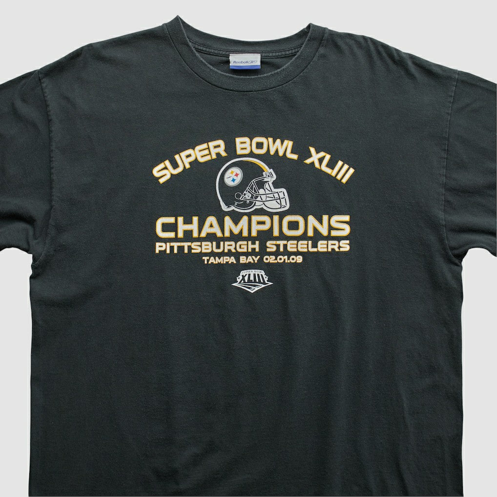 Super Bowl XLIII Reebok 2009 T-shirt Black Vintage - Fanatics