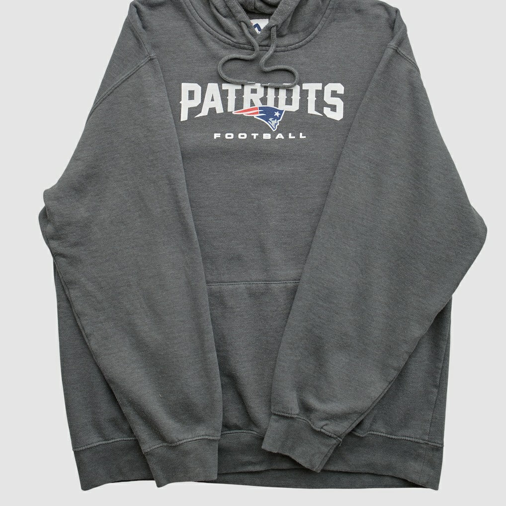 New England Patriots Majestic 2010s Hooded Pullover Sweatshirt Charcoal Vintage - Fanatics