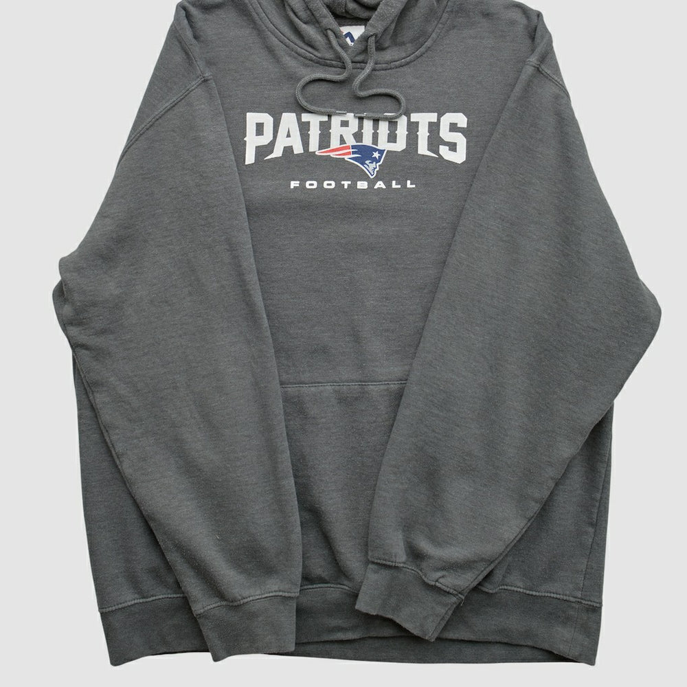 New England Patriots Majestic 2010s Hooded Pullover Sweatshirt Charcoal Vintage - Fanatics