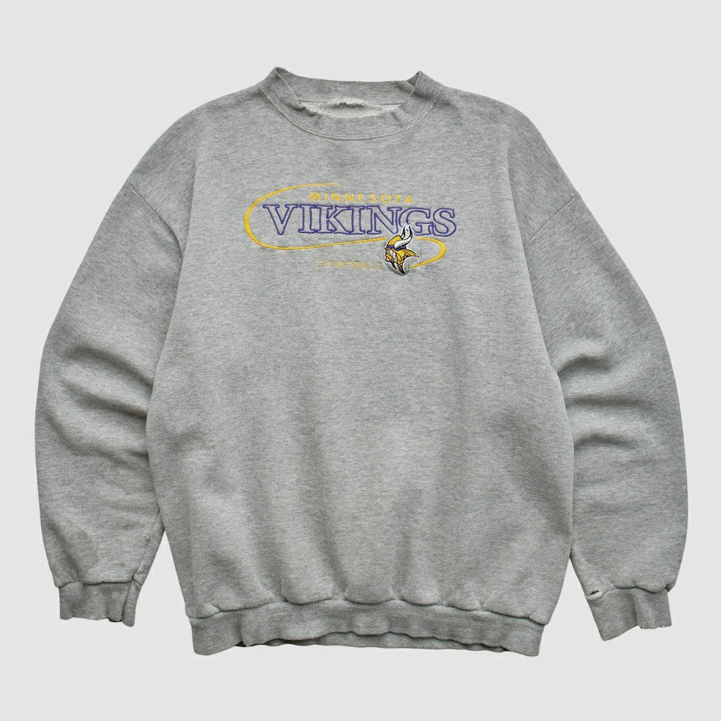 Minnesota Vikings 90s Pullover Sweatshirt Heather Gray Vintage - Fanatics