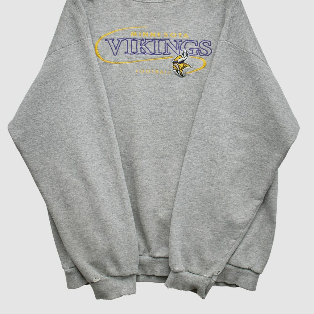 Minnesota Vikings 90s Pullover Sweatshirt Heather Gray Vintage - Fanatics