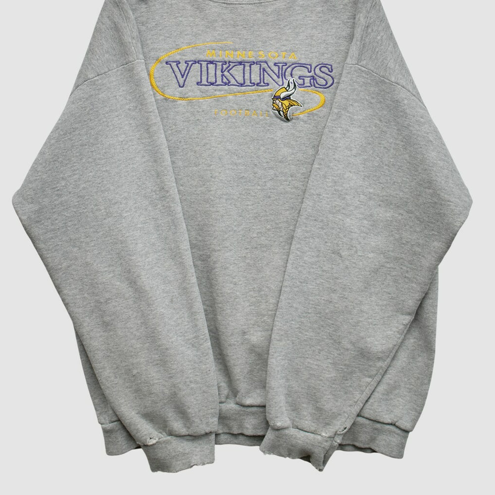 Minnesota Vikings 90s Pullover Sweatshirt Heather Gray Vintage - Fanatics