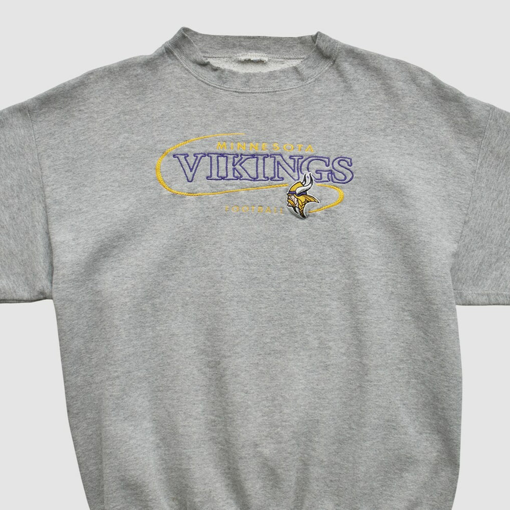 Minnesota Vikings 90s Pullover Sweatshirt Heather Gray Vintage - Fanatics
