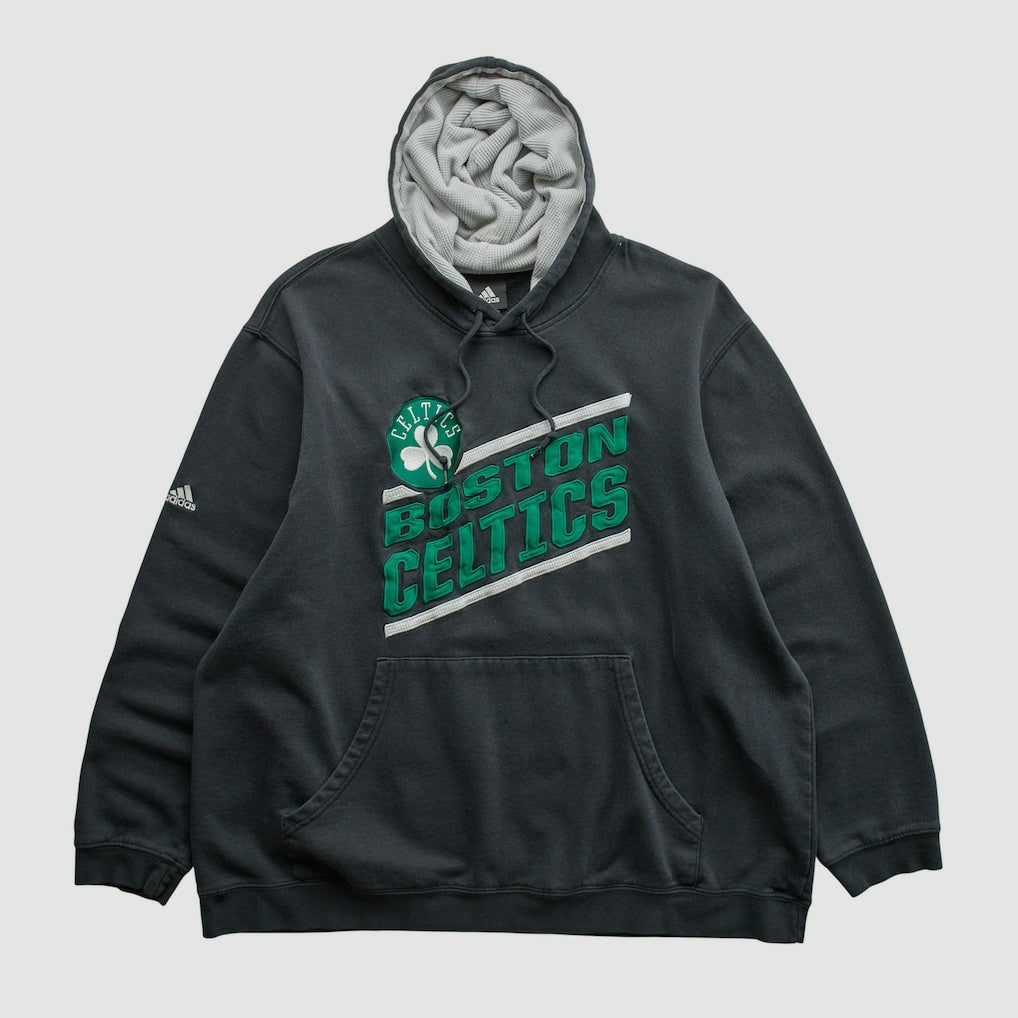 Adidas - Boston Celtics 2010s Hooded Pullover Sweatshirt - Black Vintage
