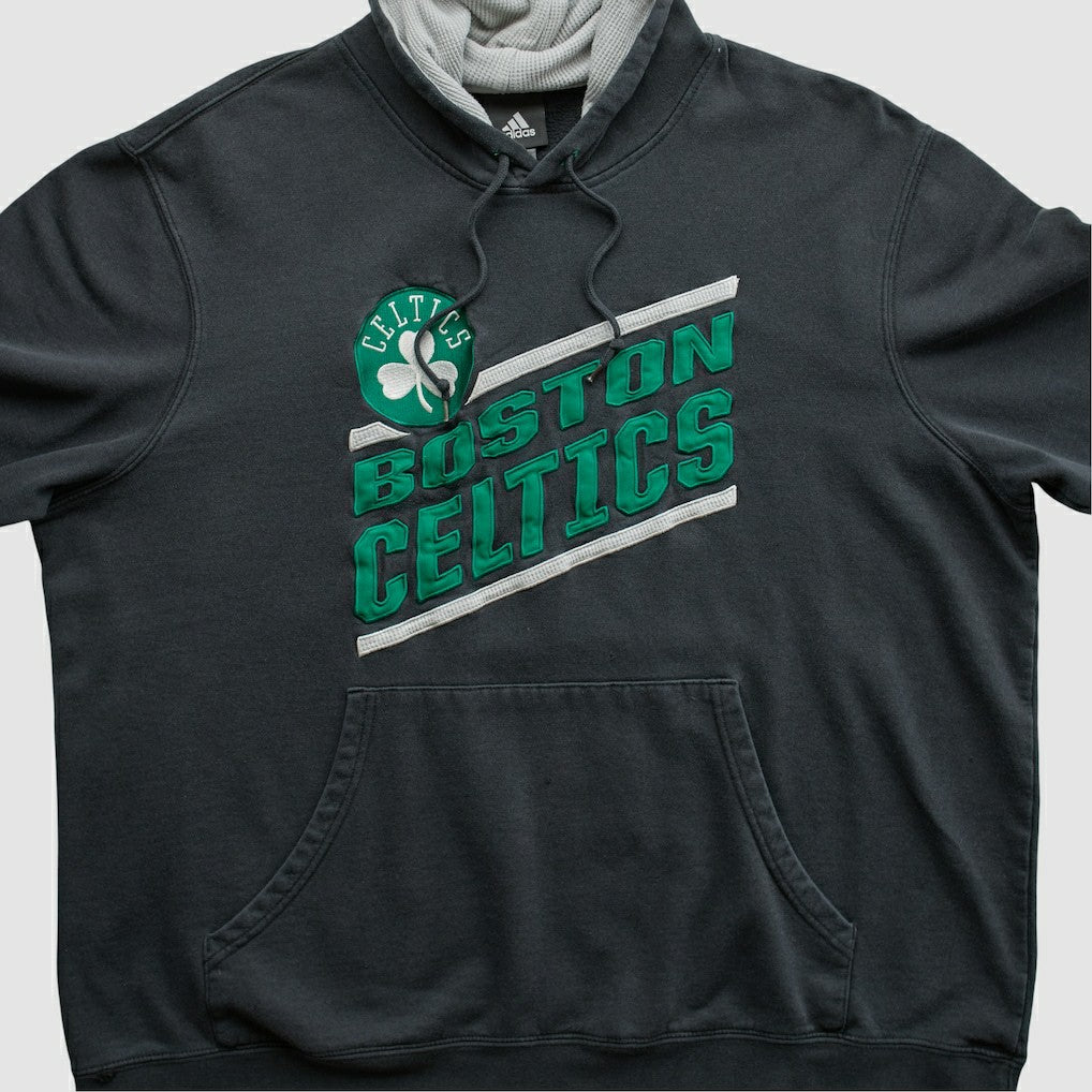 Adidas - Boston Celtics 2010s Hooded Pullover Sweatshirt - Black Vintage