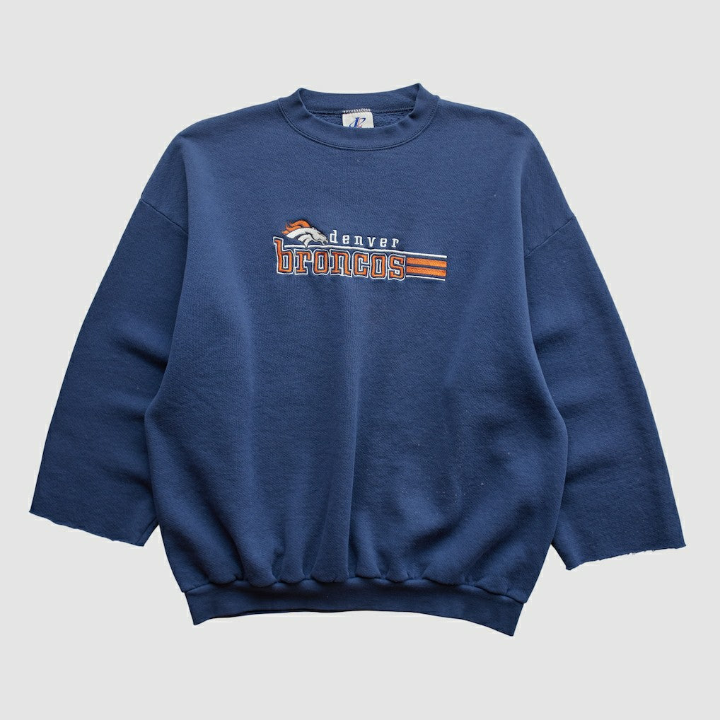 Denver Broncos Logo Athletic 90s Pullover Sweatshirt Navy Vintage - Fanatics