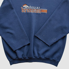 Denver Broncos Logo Athletic 90s Pullover Sweatshirt Navy Vintage - Fanatics