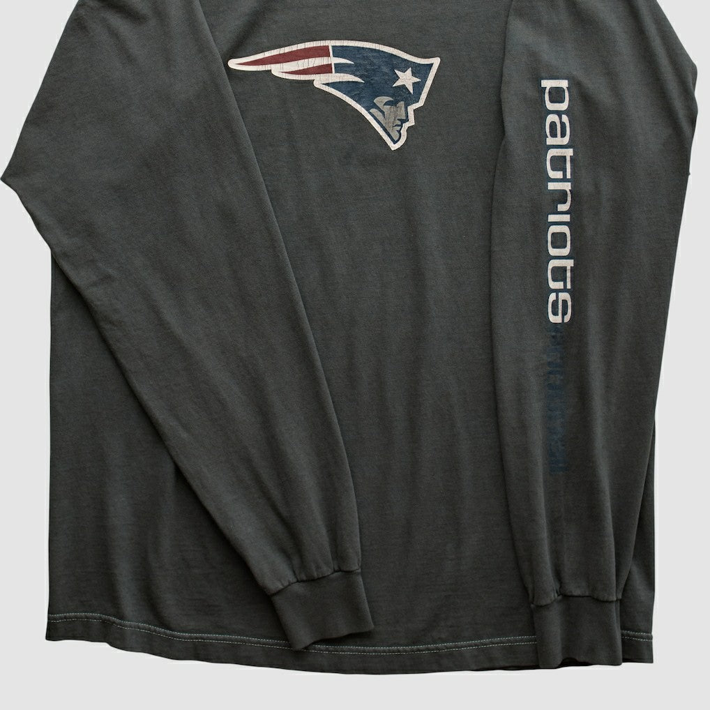 New England Patriots Reebok 2000s Long Sleeve T-shirt Charcoal Vintage - Fanatics