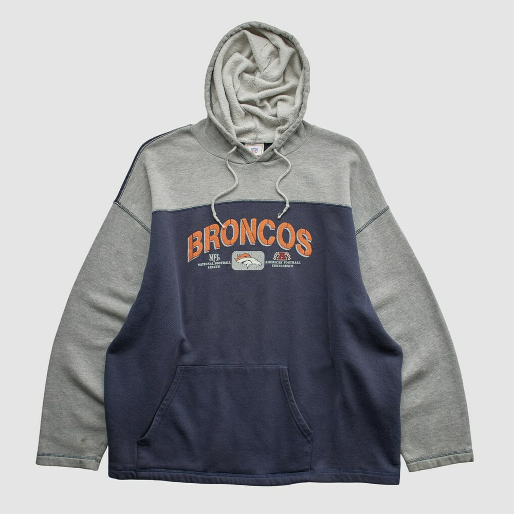 Denver Broncos NFL 2000s Hooded Pullover Sweatshirt Heather Gray Vintage - Fanatics