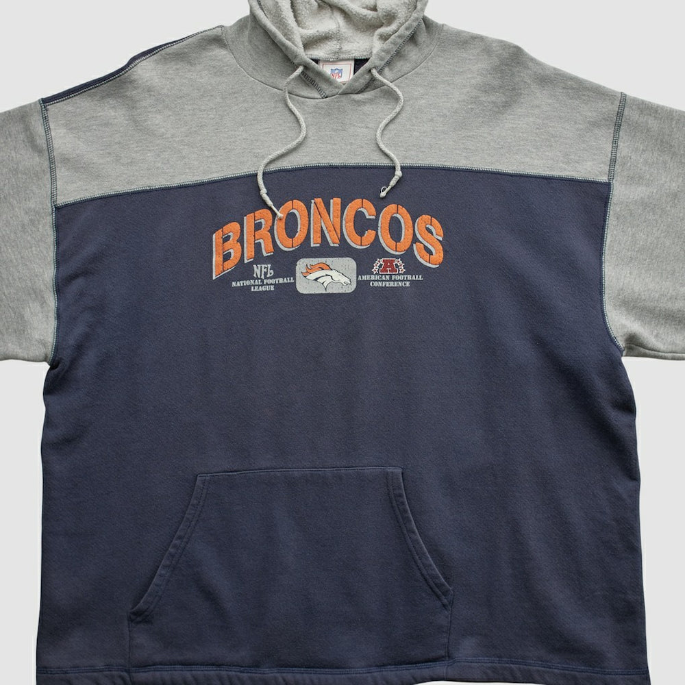 Denver Broncos NFL 2000s Hooded Pullover Sweatshirt Heather Gray Vintage - Fanatics