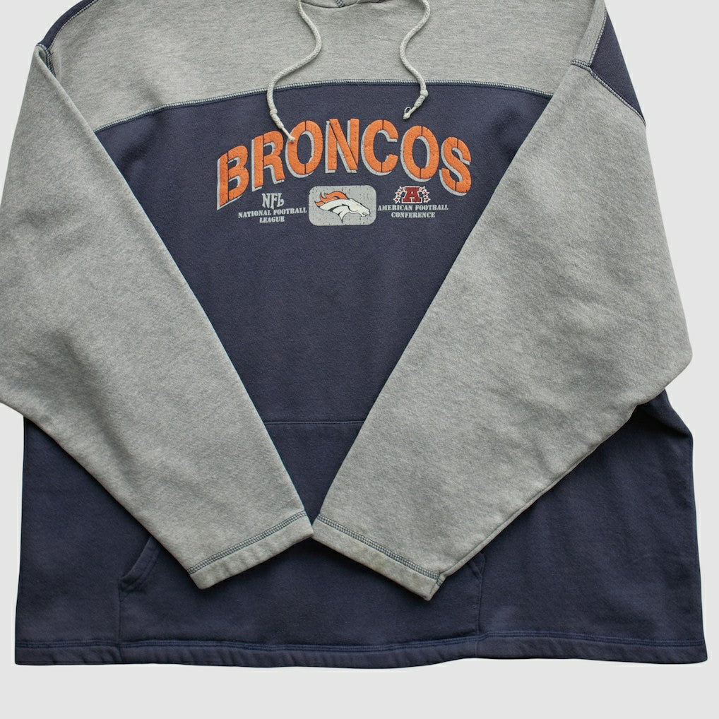 Denver Broncos NFL 2000s Hooded Pullover Sweatshirt Heather Gray Vintage - Fanatics