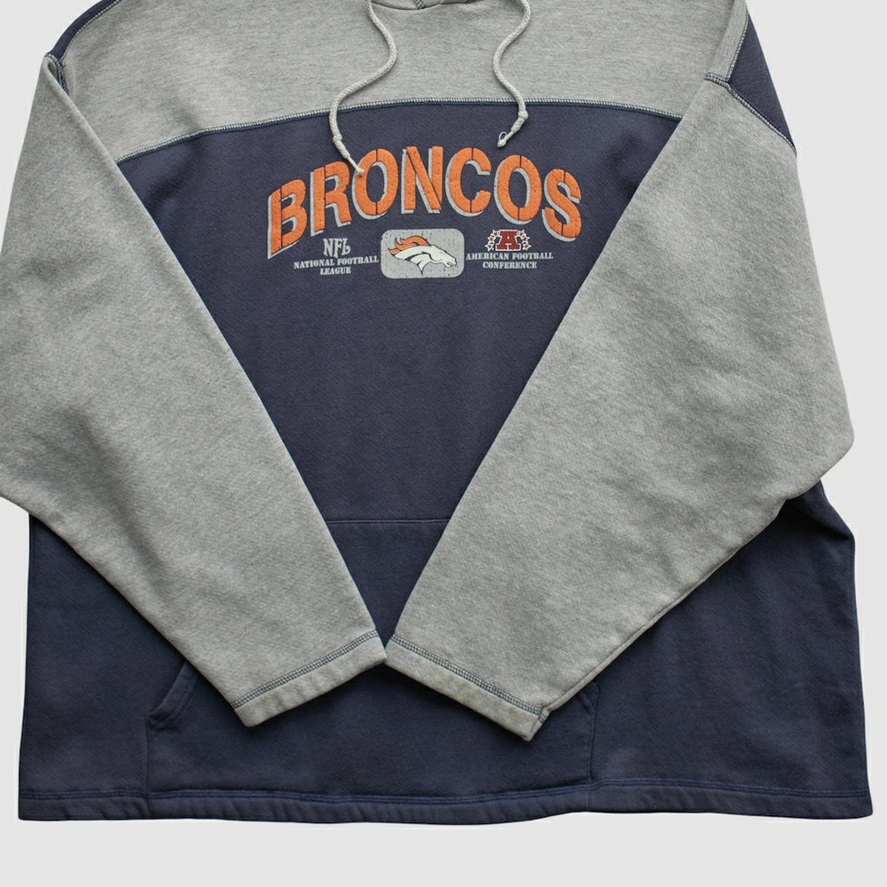 Denver Broncos NFL 2000s Hooded Pullover Sweatshirt Heather Gray Vintage - Fanatics