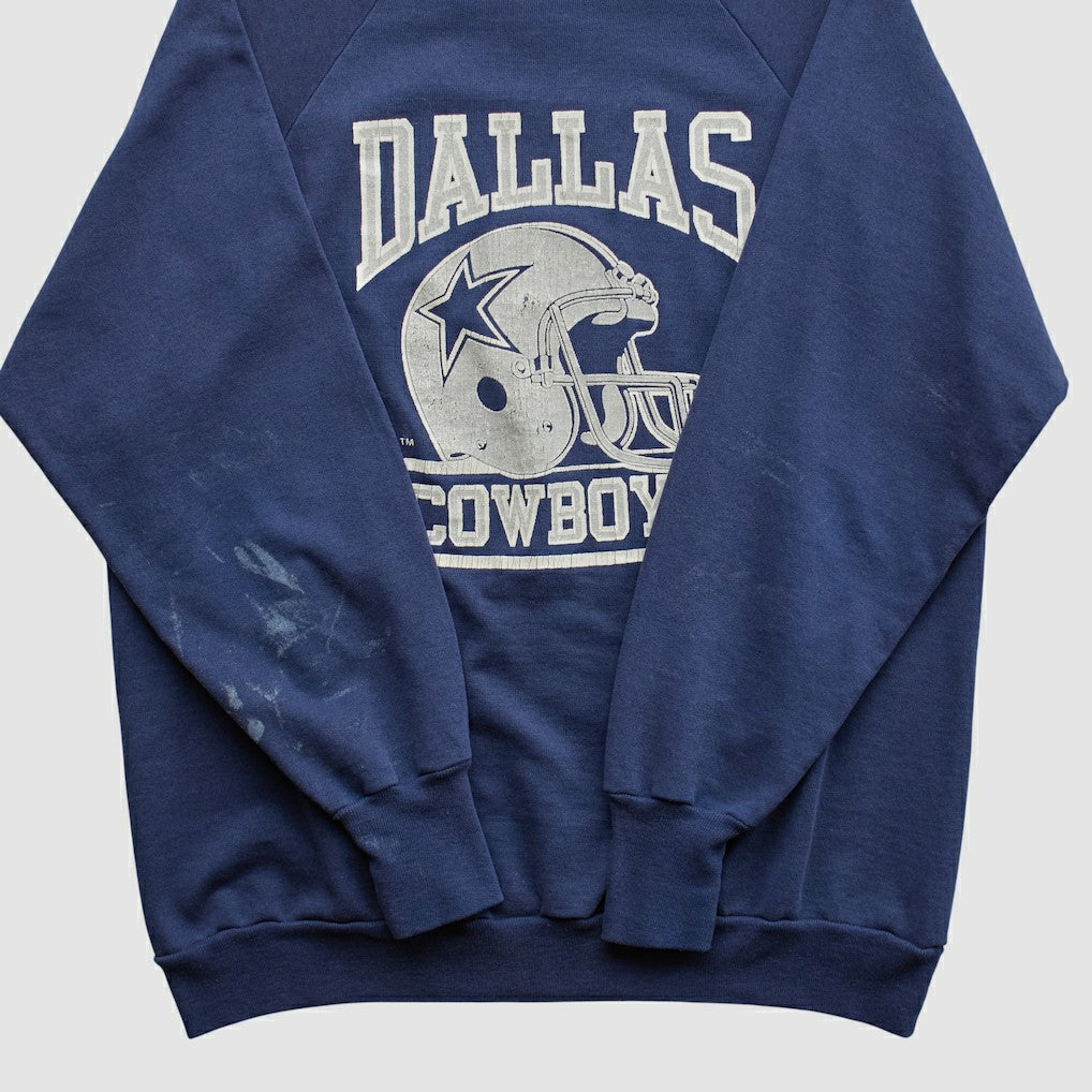 Dallas Cowboys Logo 7 80s Pullover Sweatshirt Navy Vintage - Fanatics