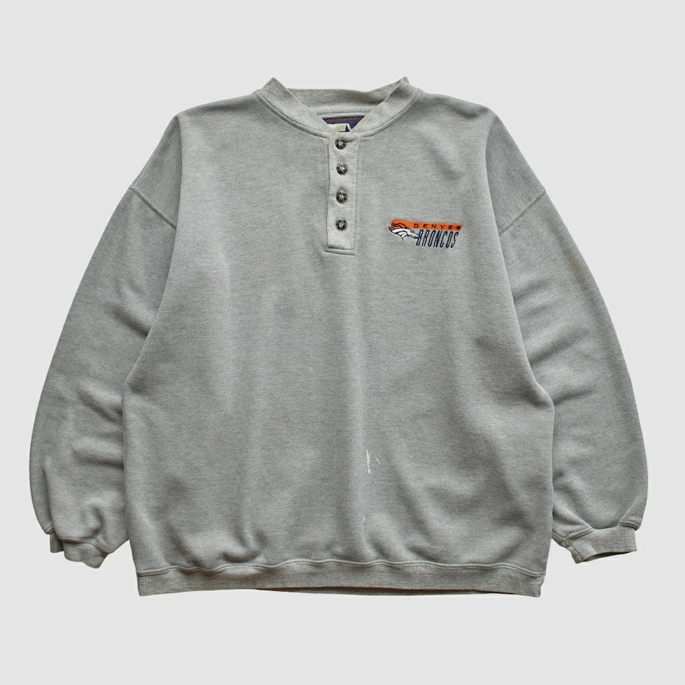 Denver Broncos Starter 90s Pullover Sweatshirt Heather Gray Vintage - Fanatics