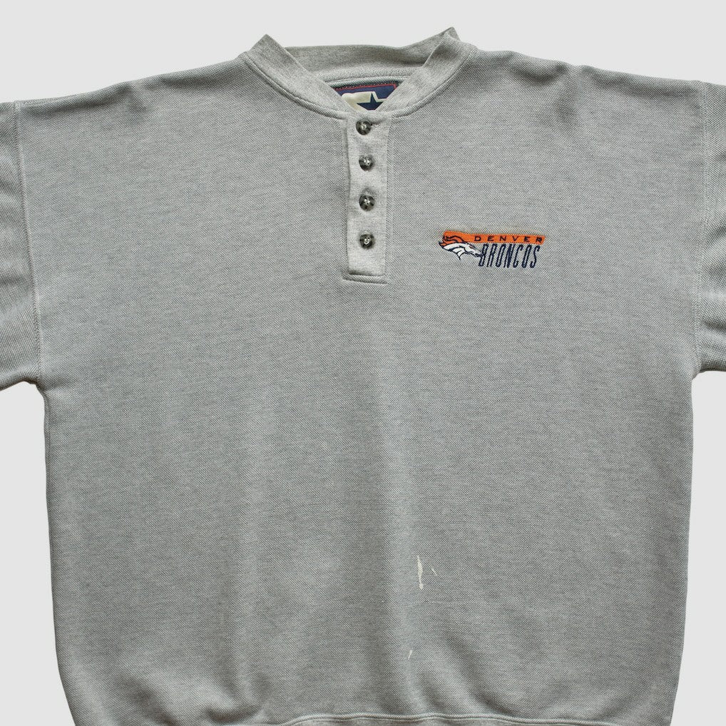 Denver Broncos Starter 90s Pullover Sweatshirt Heather Gray Vintage - Fanatics