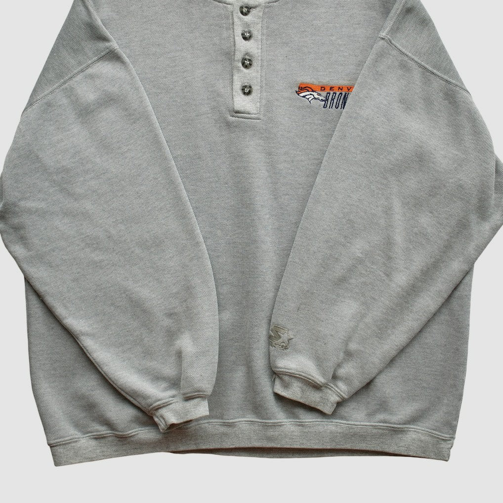 Denver Broncos Starter 90s Pullover Sweatshirt Heather Gray Vintage - Fanatics